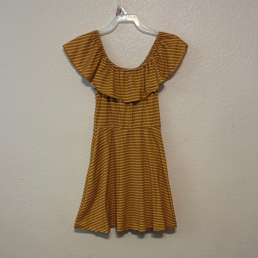 Chenault Kids Dress in Mustard and White Stripes